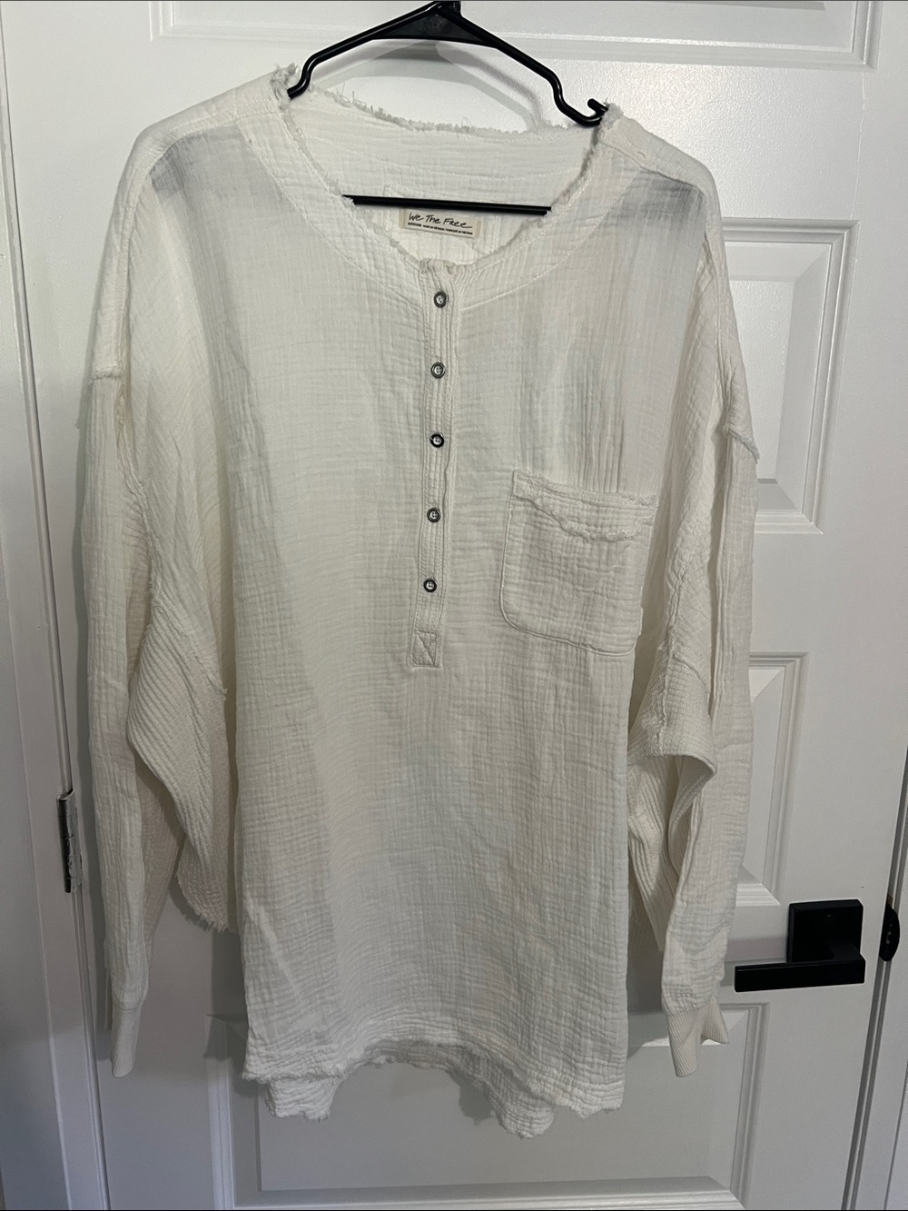 We The Free White Long-Sleeve Gauze Henley